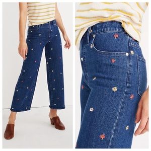 Madewell Wide-Leg Crop Jeans: Confetti Floral Embroidered Edition Size 29